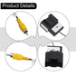 Backup camera harness adapter product details showing yellow RCA plug and black connectors