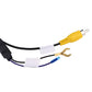 Backup camera wiring harness adapter with yellow RCA plug and blue wire