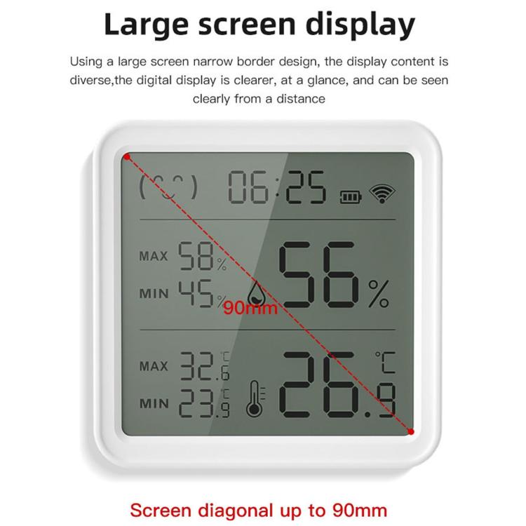 For Tuya Large Screen Smart Temperature Humidity Meter Wireless Portable Home Thermometer, TH08Pro