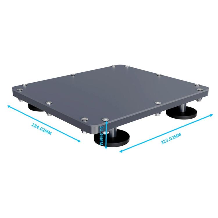 Gray magnetic roof bracket platform with four rubber feet and mounting screws