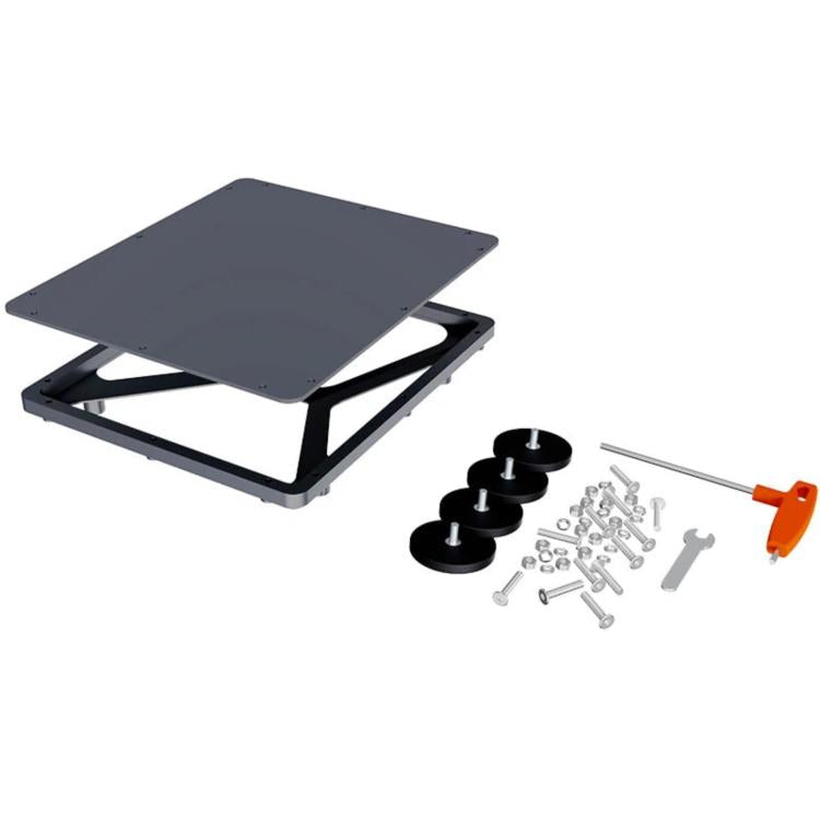 Gray magnetic roof bracket frame with anti-hail plate, suction feet, and screws