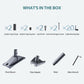 Aluminum bracket kit parts: pivot mount base, pipe adapter, mast, and Allen wrench