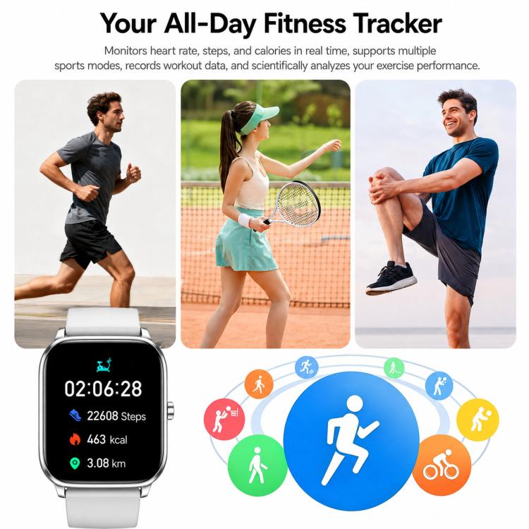 Y8 Smart Watch With Bluetooth Call Fitness Tracker Heart Rate Sleep Monitor