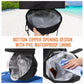 Black leakproof trash can bag with bottom zipper opening, shown with hands holding it