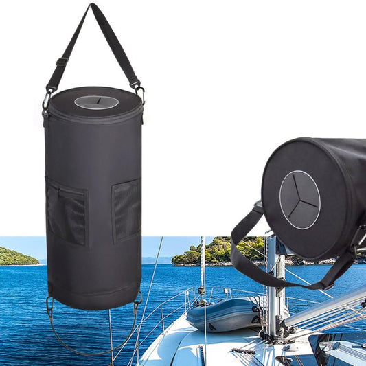 Portable Boat Trash Can with Bottom Zipper Leakproof Marine Garbage Bag for Pontoon & RV