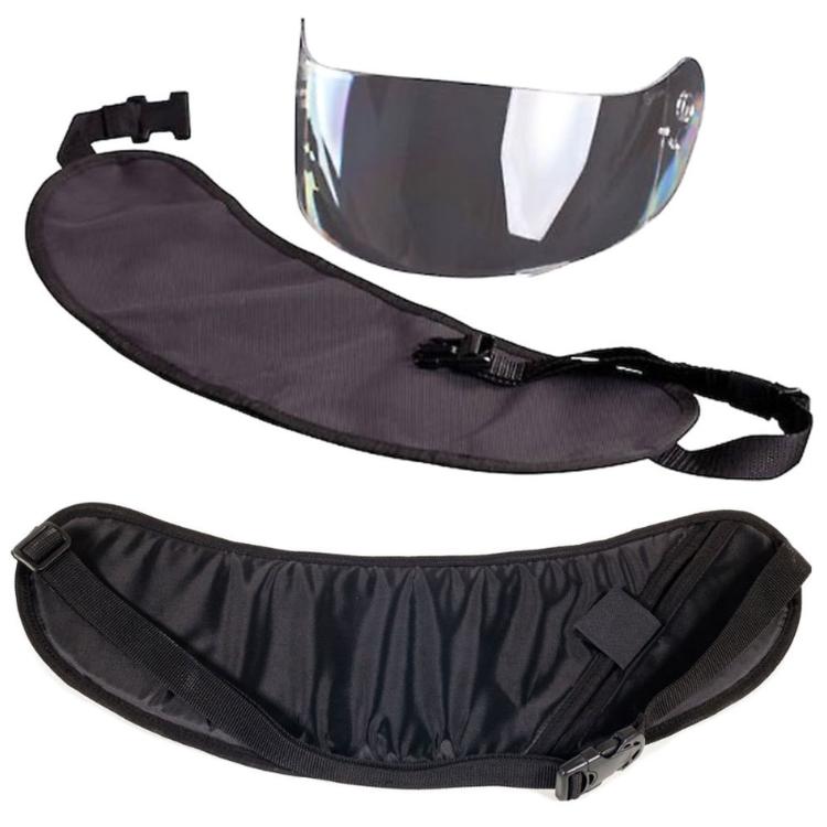 Universal Motorcycle Helmet Visor Bag Scratch-Proof Shield Carrying Pouch with Adjustable Waist Strap