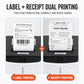 Dual thermal printing printer showing label and receipt output