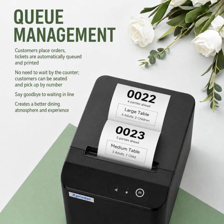 Xprinter XP-T80Q Thermal Receipt Printer For Catering Medical & Milk Tea Shops, USB, USB + Network Port