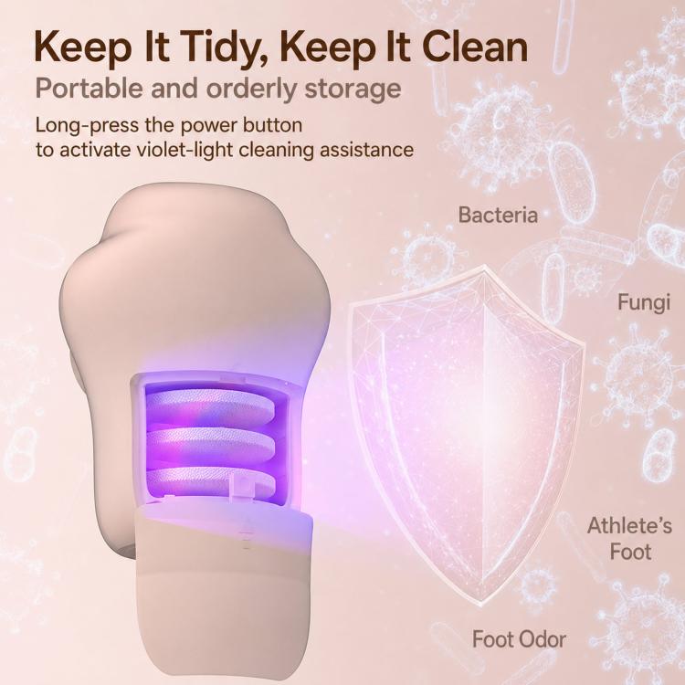 Foot callus remover cleaning case with violet UV light inside and protected cavity
