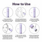 Cordless trimmer shown in on/off and mode use steps with purple handle
