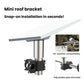 Mini roof bracket with snap-on clamp and adjustable pipe diameter for mounting