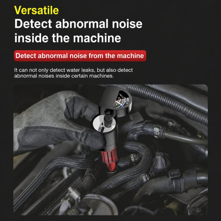 Water leak detector sensor in engine bay with indicator dial and cable connection