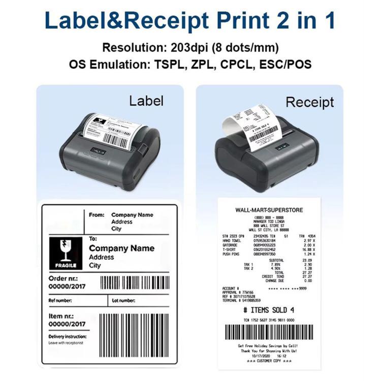 Portable 4 inch Thermal Label Printer Wireless Bluetooth Shipping Label Maker With OLED Screen, M430B