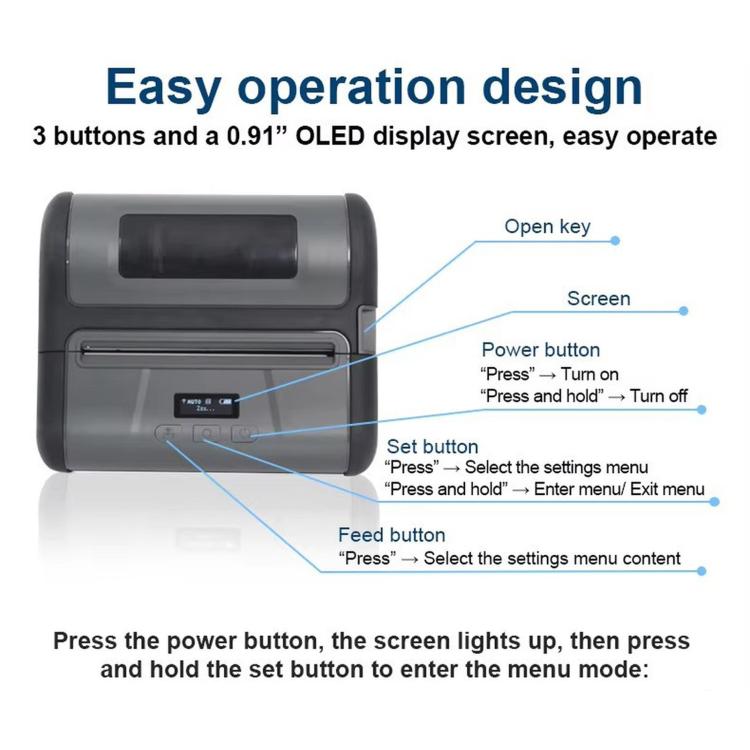 Portable 4 inch Thermal Label Printer Wireless Bluetooth Shipping Label Maker With OLED Screen, M430B