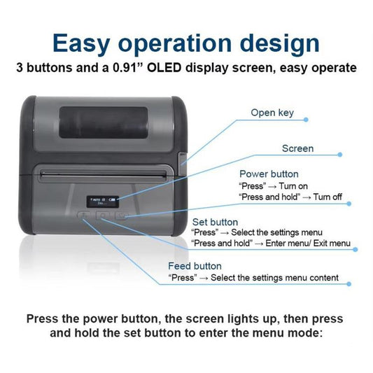 Portable 4 inch Thermal Label Printer Wireless Bluetooth Shipping Label Maker With OLED Screen, M430B