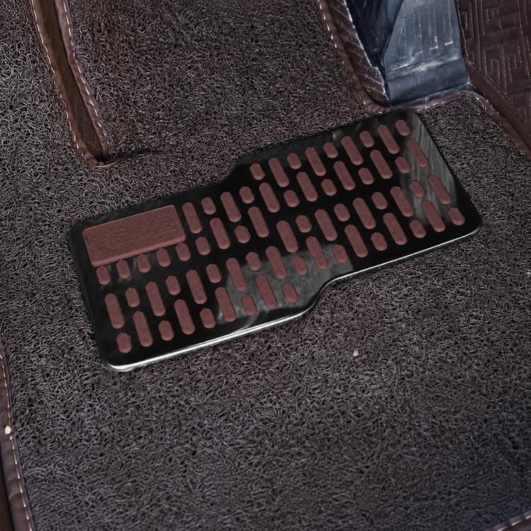 Brown anti-slip stainless steel car heel protector plate with textured rubber grip