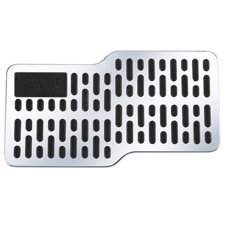 Stainless steel car heel protector mat with raised anti-slip tread pattern