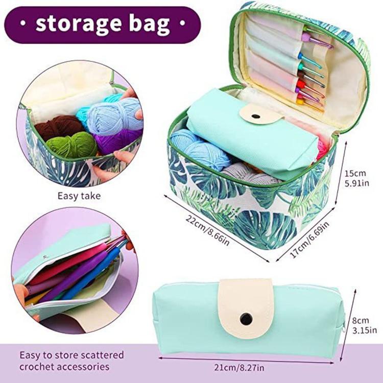 Beginner Crochet Hook Set With Plastic Sewing Needles, Stitch Markers & Storage Bag, 87 in 1