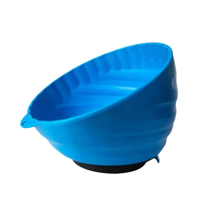 Blue magnetic storage bowl with wide mouth for storing screws and bolts