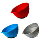Red, blue, and gray magnetic storage bowls with wide openings for small parts