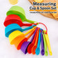 Plastic Measuring Cups Spoons Set Rainbow Nesting Baking Tools with Ring and Engraved Scale, 12 PCS/Set, 6 PCS/Set