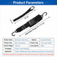 Black adjustable tie-down strap with metal S hooks and heavy-duty buckle