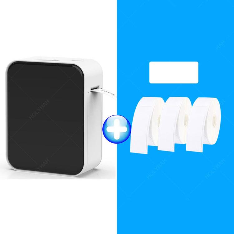 White thermal label printer with white label tape roll