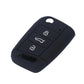 Silicone key cover in black with three-button icon panel and key blade cutout