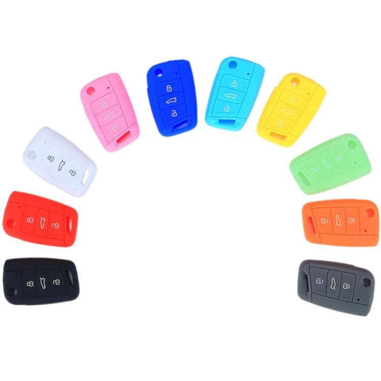 Assorted colored silicone key covers with key ring holes and button cutouts