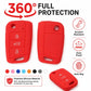 Red silicone car key cover with key ring hole, button cutouts, and grip