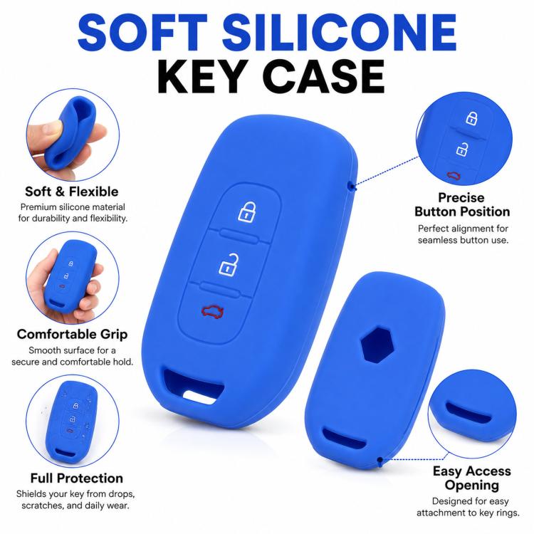 Folding 3-Button Silicone Key Cover For Renault Koleos / Espace / Kadjar