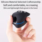 Black silicone key cover held in hand, honeycomb pattern with blue/red accent stripe