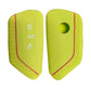 Silicone key fob cover set, yellow-green with red trim; button hole and lock icons