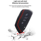 Black silicone key fob cover with red edge and honeycomb grip texture