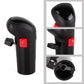 Black gear shift knob with red button, side lever, and base view
