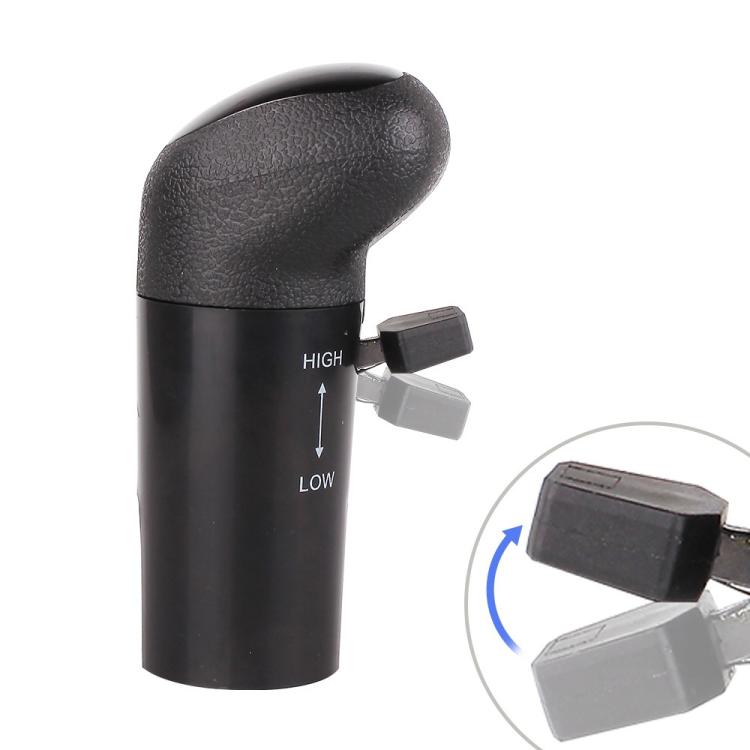 Black gear shift knob with HIGH/LOW markings and dual gray side parts