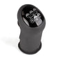 Black gear shift knob with circular shift pattern and lettered/R buttons on top
