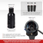 Black threaded interface adapter for gear shift knob, with sizing diagram and ports