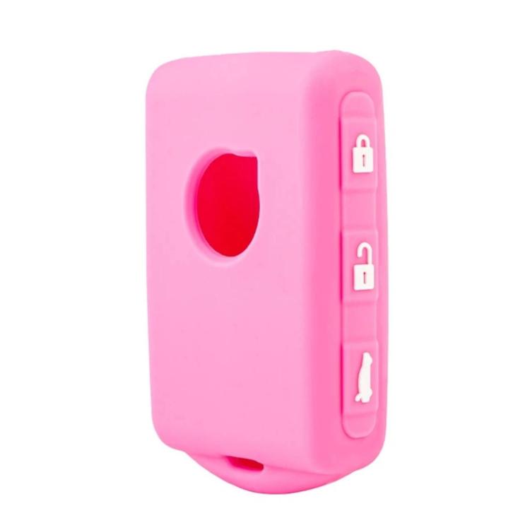 Silicone key fob cover, pink color with key ring hole and lock button cutouts