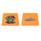 Orange double-sided wrapping film scraper pad with logo