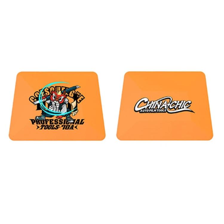 Orange double-sided wrapping film scraper pad with logo