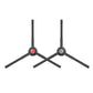 Two side brush assemblies for robot vacuum, black bristles with red center and grey arms.