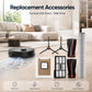 Robot vacuum replacement accessories set with side brushes, filters, rollers, mop roller, and dust bag.