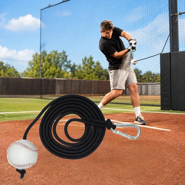 Baseball Hitting Trainer Rope 300cm Solo Softball Batting Tether Swing Trainer, Standard Version, with Foam Sleeves