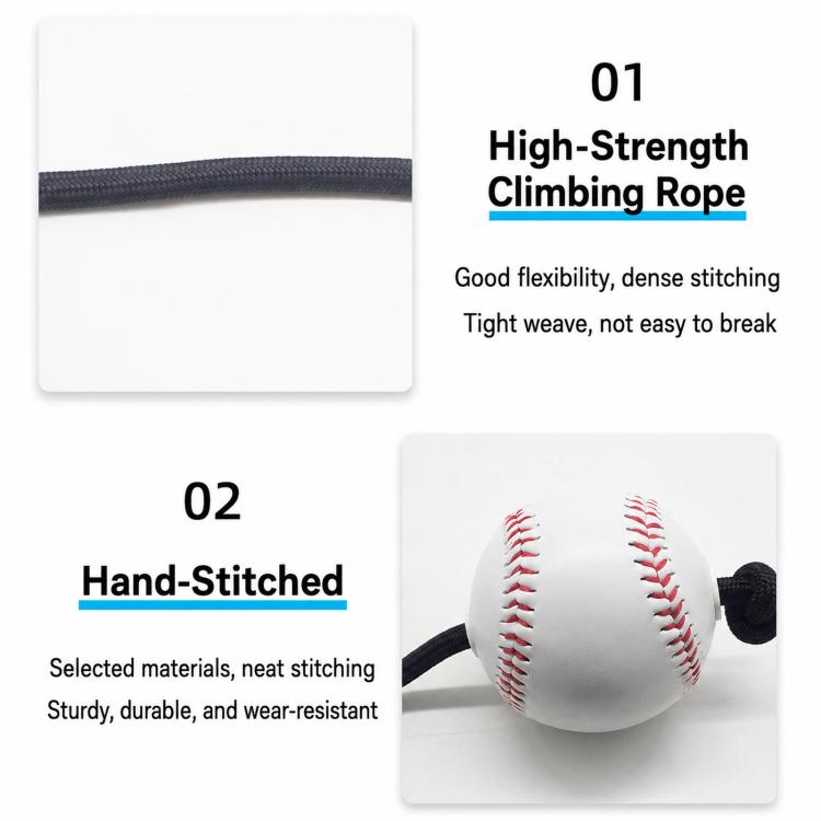 Baseball Hitting Trainer Rope 300cm Solo Softball Batting Tether Swing Trainer, Standard Version, with Foam Sleeves