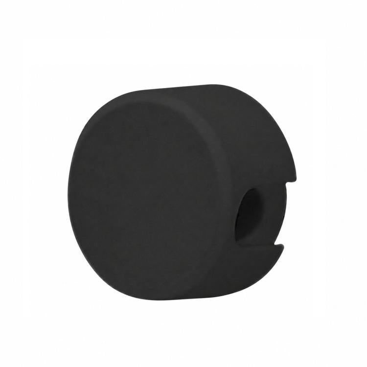 Black aluminum wall-mount cable lock holder with side hole for hair dryer cord
