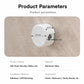 White wall-mount cable lock holder with labeled dimensions and side cable hole