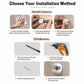 White adhesive no-drill installation of cable lock holder, pressed onto the wall