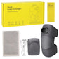 Gray heated knee massager with control dial, textured wrap, and charging cable
