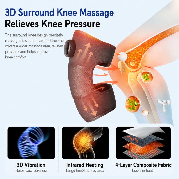 Gray cordless heated knee massager wrap with controller and open front design